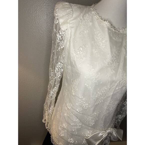 VTG Barbara Chodos Michael Marcella Wedd Dress Sz 6 Drop Waist Flapper Lace 80s - Picture 5 of 9